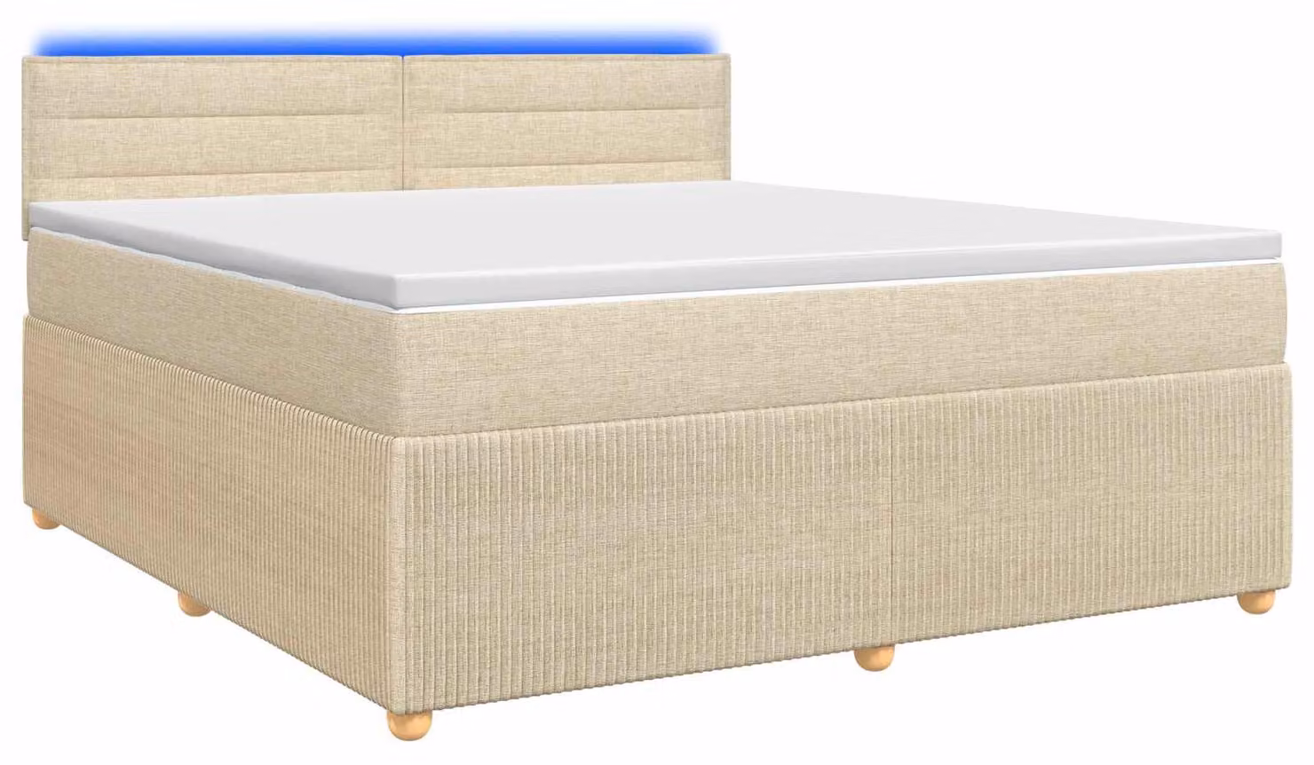 Letto a molle con materasso crema 140 x 200 cm in tessuto