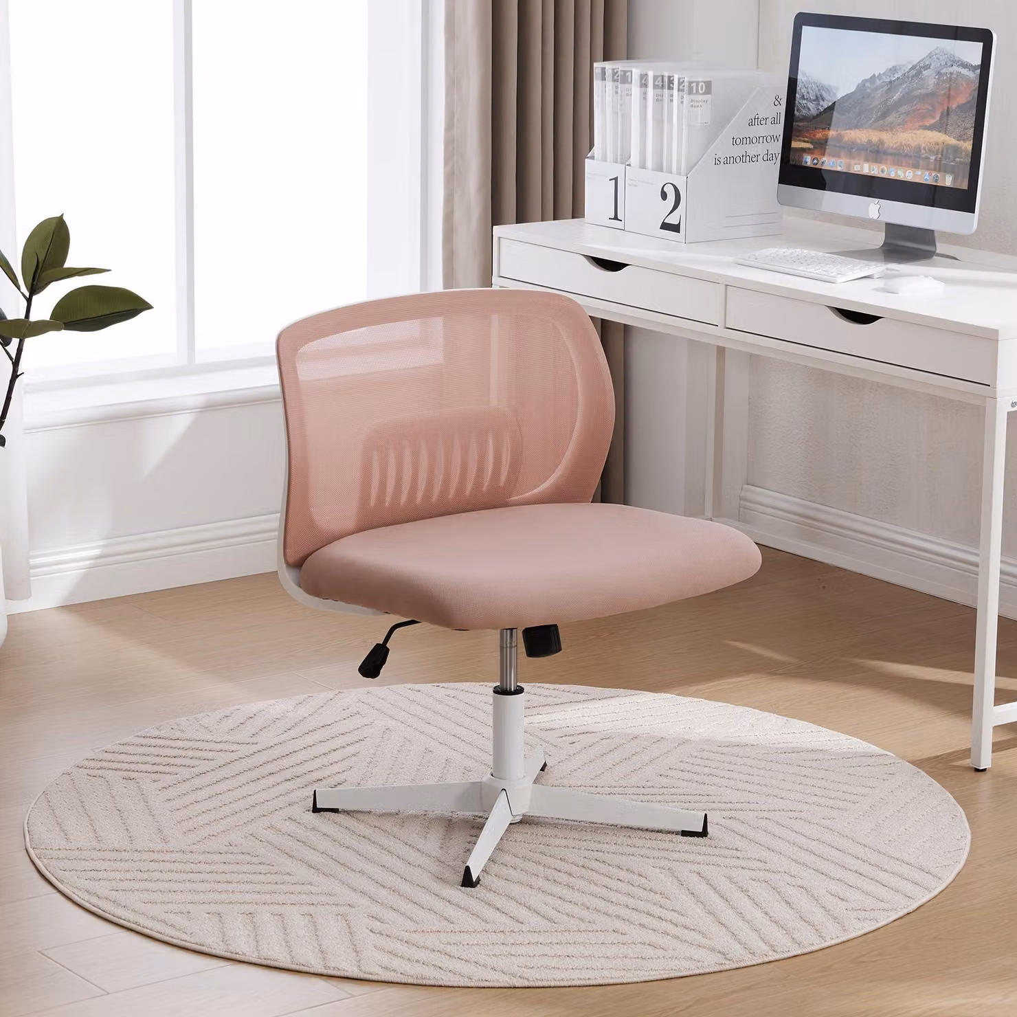Sedia da ufficio ergonomica senza braccioli, girevole a 360° e regolabile in altezza, con funzione basculante