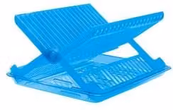 Scolapiatti da appoggio Cosmoplast con vassoio salvagoccia in plastica, colore blu, L: 37 cm, P: 30 cm