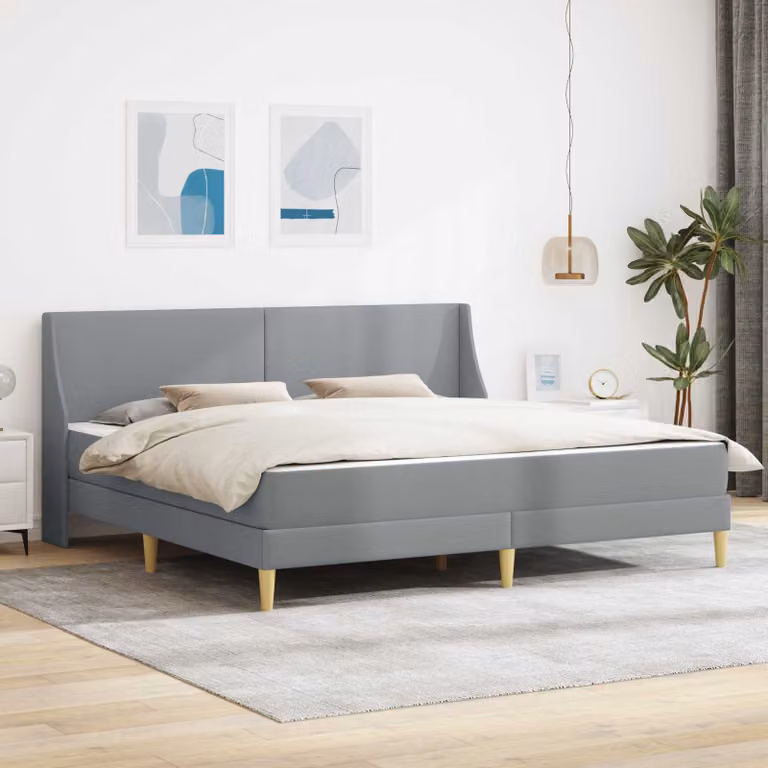 vidaXL Letto Moderno Imbottito con Materasso in Grigio, L/P/H: 180 x 200 x 96 cm
