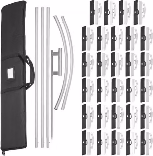 Set di 6 Bandiere Pubblicitarie Personalizzate VEVOR a Piuma con Asta da 4,3m in Alluminio, Colore Bianco