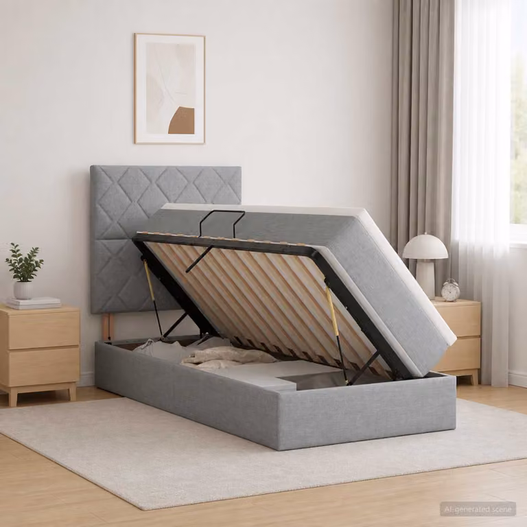 Letto con contenitore e materasso vidaXL Grigio Chiaro L/P: 100 x 200 cm