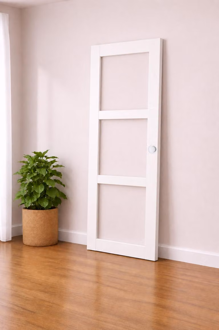 Porta scorrevole Kenya bianca con vetro trasparente H204 x L73 cm, conchiglie bianche Gd Menuserie