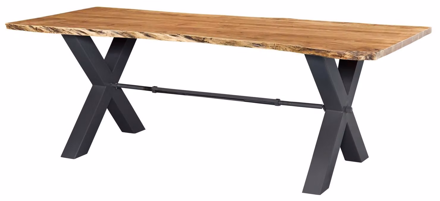 MASSIVMOEBEL24 | tavolo da pranzo in legno di Acacia 220x100x76 Acacia naturale laccato IRON LABEL #127