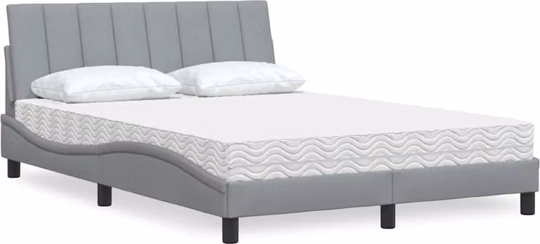 Letto con Materasso Hanko Grigio Chiaro 140x200cm Tessuto