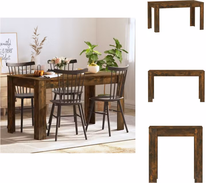 vidaXL Tavolo da pranzo in rovere fumé 140x74,5x76 cm in legno - Tavoli da pranzo