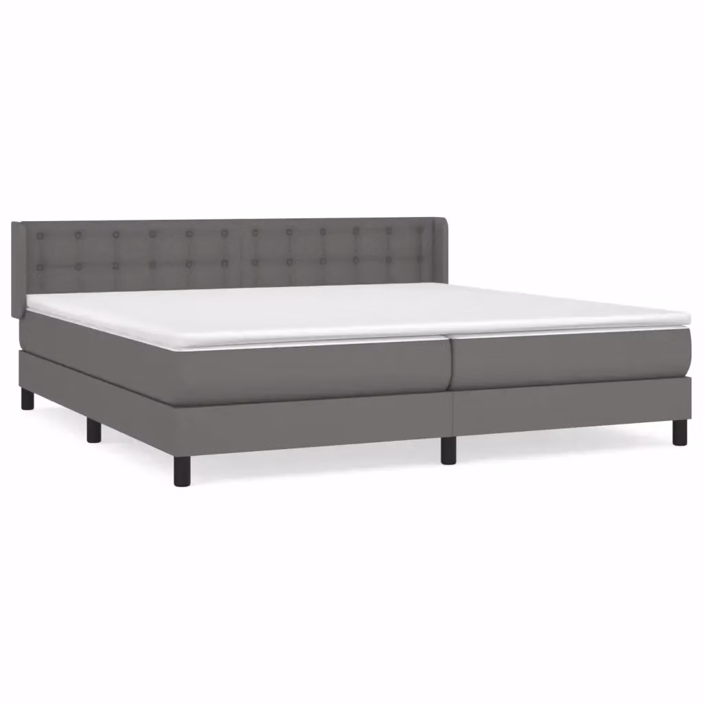 Letto a molle con materasso vidaXL in similpelle grigio e bianco L/P/H: 200 x 203 x 88 cm – 2