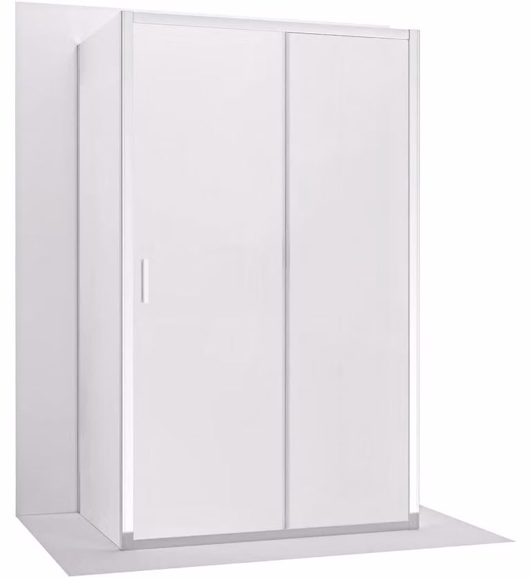 CERANO - Box doccia a tre pareti Varone LINE U L/P - 6 mm - cromo, vetro smerigliato - 100x90 cm - scorrevole