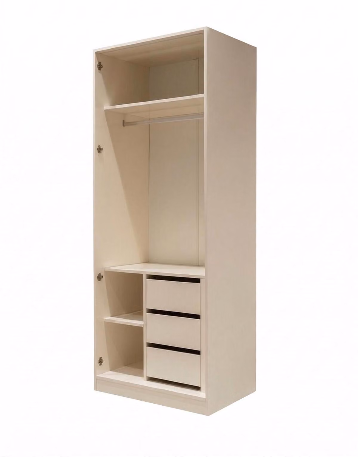 Armadio 2turiger con cassetti, color beige, stile moderno, funzionale