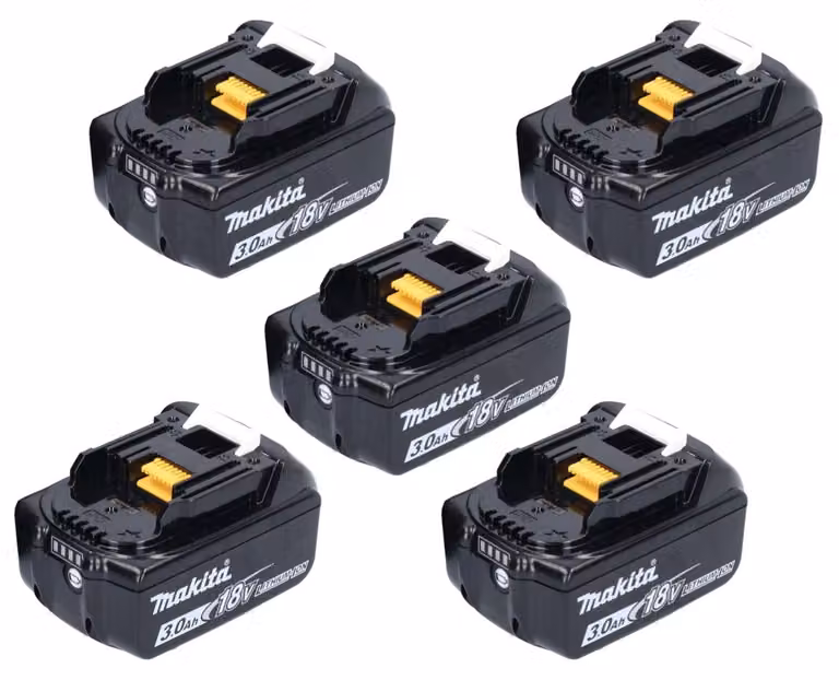 Kit di batterie Makita 5x BL 1830 B 18 V 3,0 Ah / 3000 mAh Li-Ion ( 5x 197599-5 ) con display LED - originale, non copiato