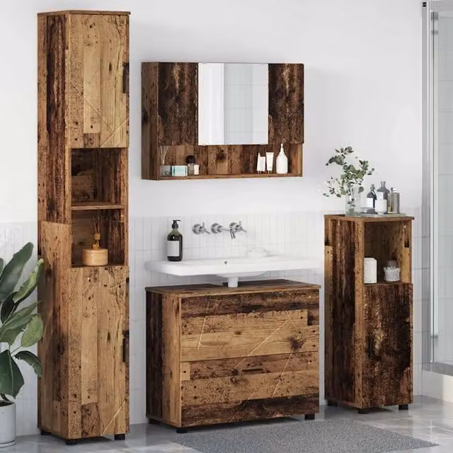 Set di mobili per il bagno 4 pz Legno vecchio 35 x 30 x 192 cm 3393051