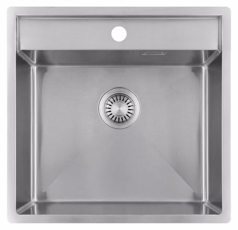 Lavello da cucina 51x50 cm, acciaio inossidabile, modello Pure.Sink con piano per il miscelatore