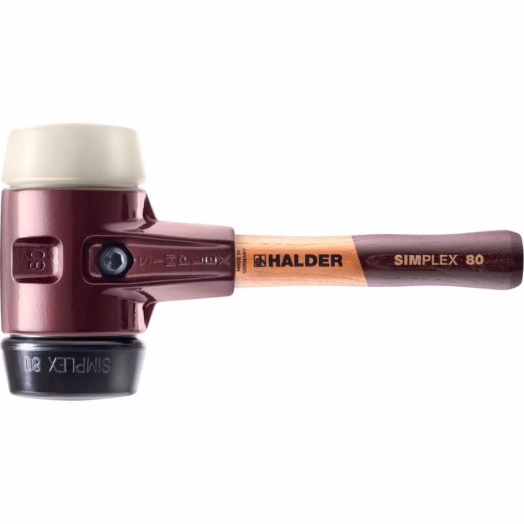Mazza SIMPLEX soft-face con corpo in ghisa malleabile e manico in legno, Ø 80 / manico 230 mm composizione gomma / nylon