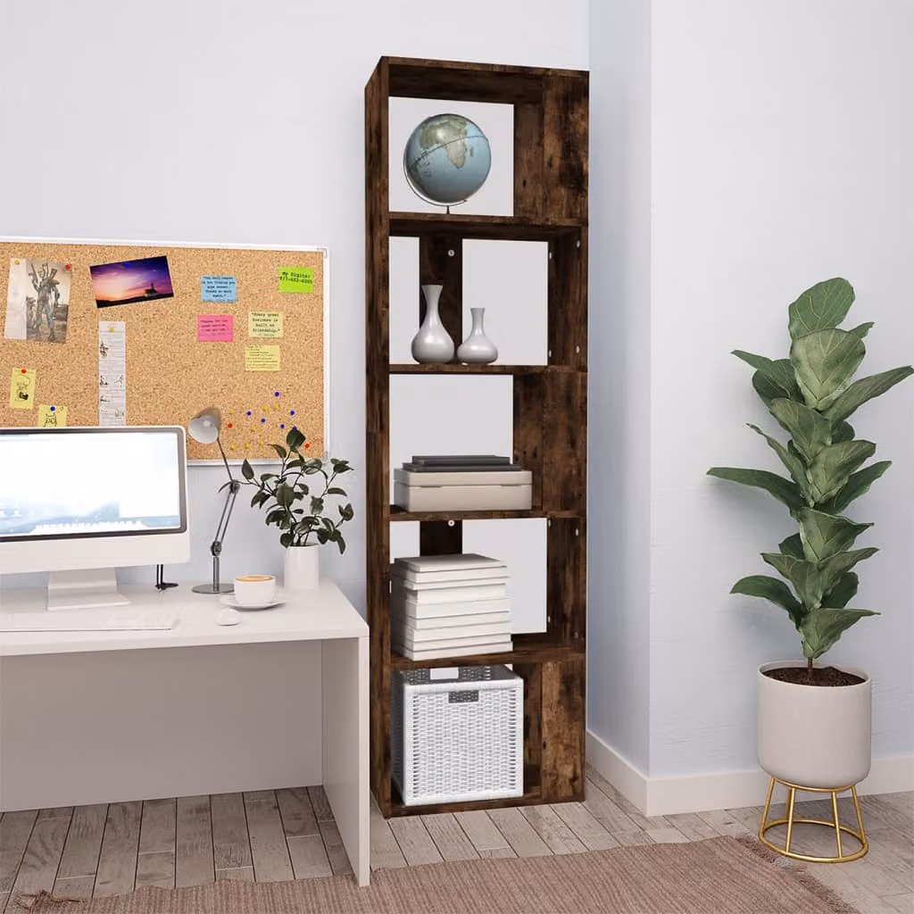 Libreria vidaXL in Legno Multistrato e MDF, Colore Marrone, L 45 cm x P 24 cm x H 160 cm