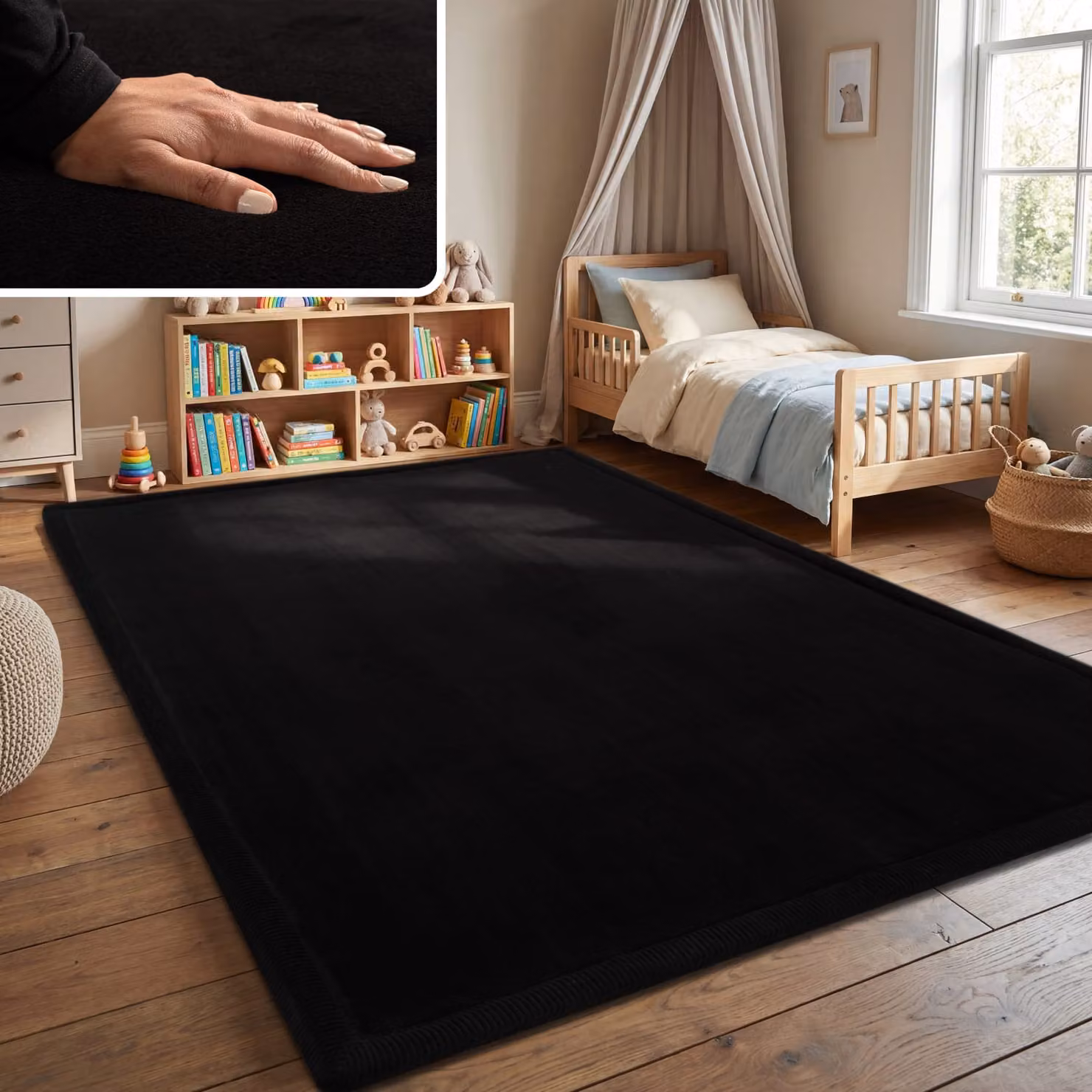 Tappeto lavabile per bambini Atami nero L: 200 cm, P: 350 cm – 2