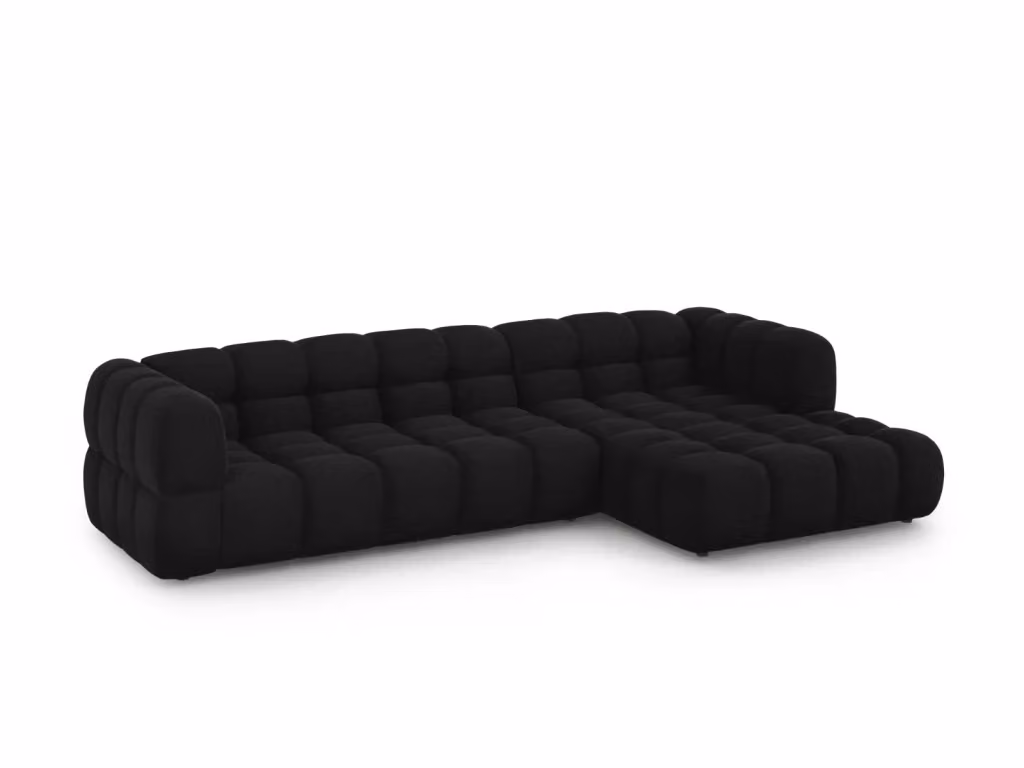 Divano angolare modulare Sky Cosmopolitan Design a 4 posti in velluto nero con orientamento destro L/P/H: 300 x 132 x 75 cm – 2