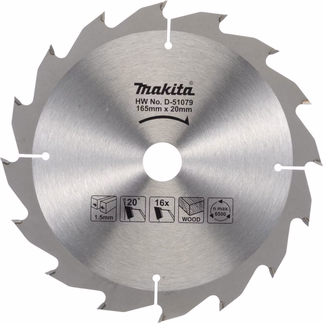 Lama Makita 165 x 20 mm T.C.T. - 165 x 20 mm - 16 T - legno
