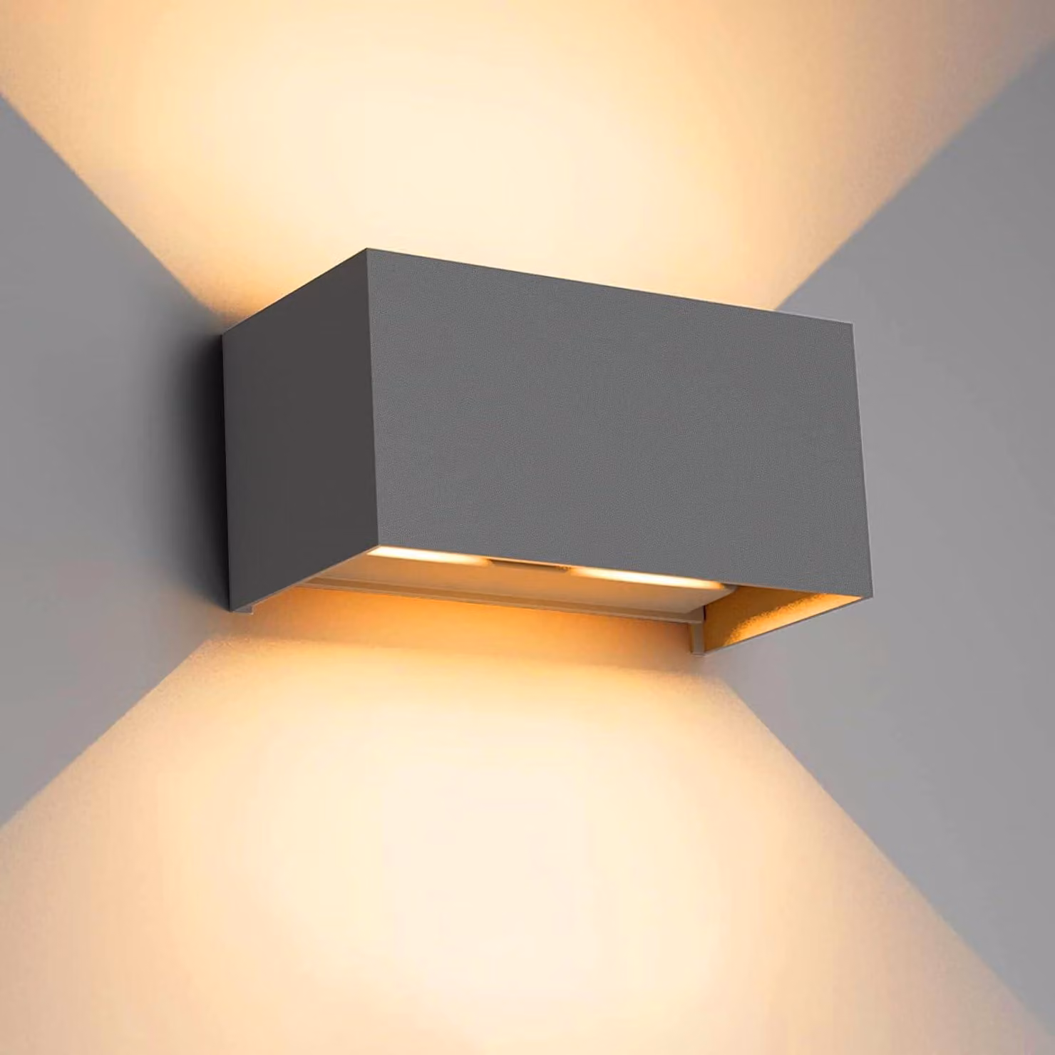 Lampada a parete LED, 24 W, grado di protezione IP65, orientabile verso l'alto e verso il basso, luce bianco caldo, colore grigio scuro
