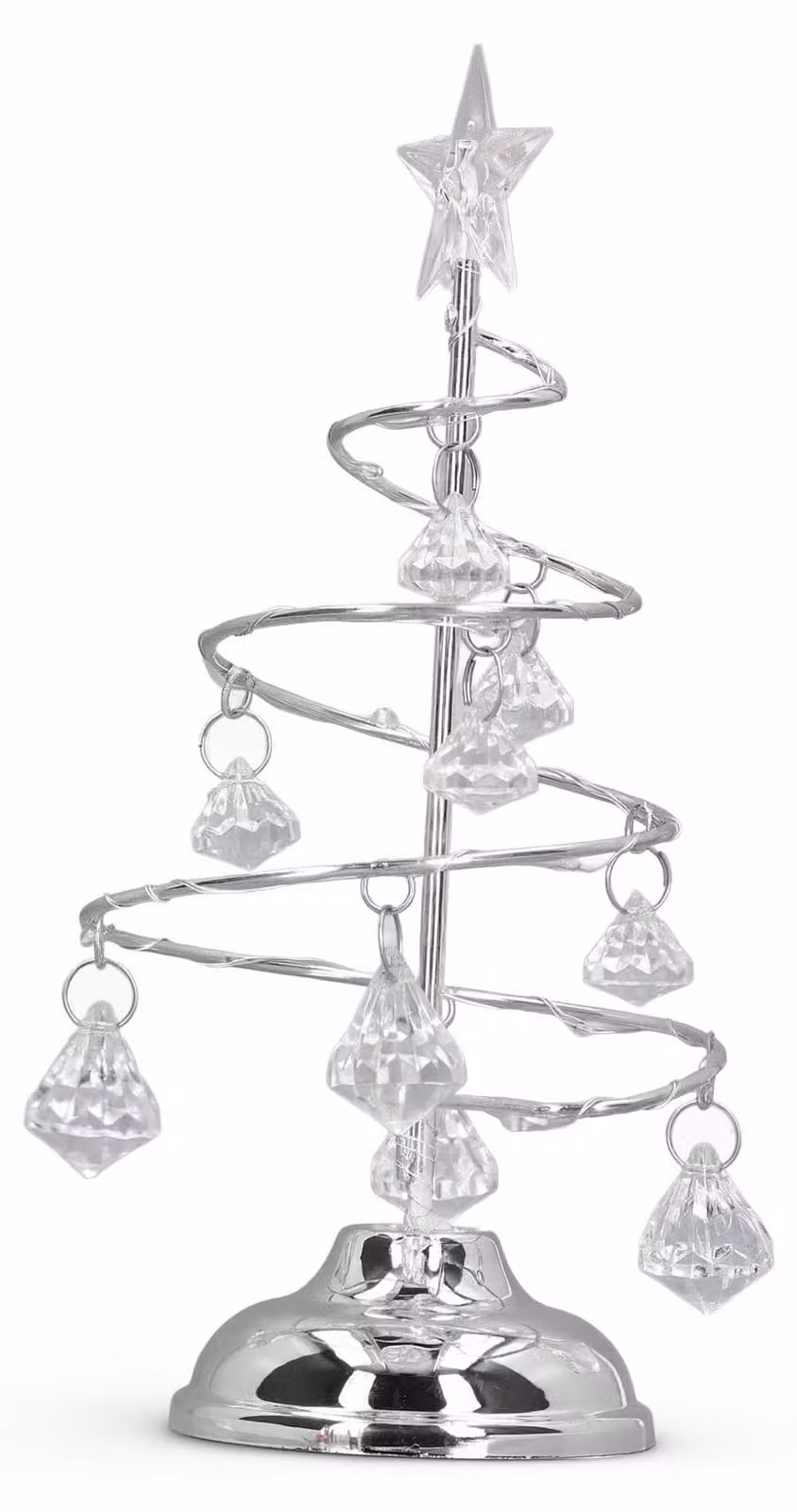 Lampada da tavolo a forma di albero di Natale, LED, argento e bianco, 19 cm, in acrilico