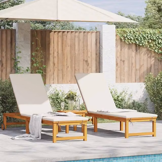 Lettino da sole 2 pz Legno di Acacia Massello Marrone 3333830
