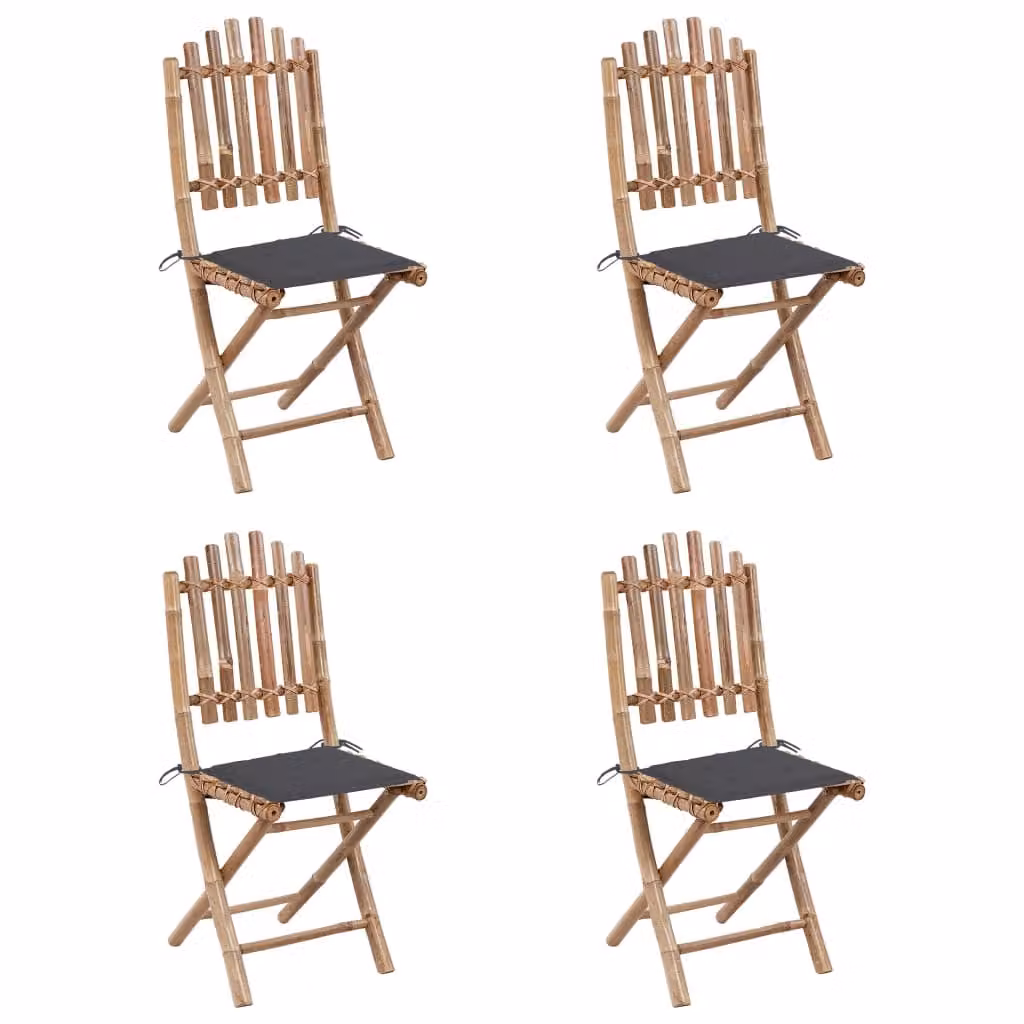 set da pranzo da giardino da 5 pezzi con cuscini Bambù pieghevole