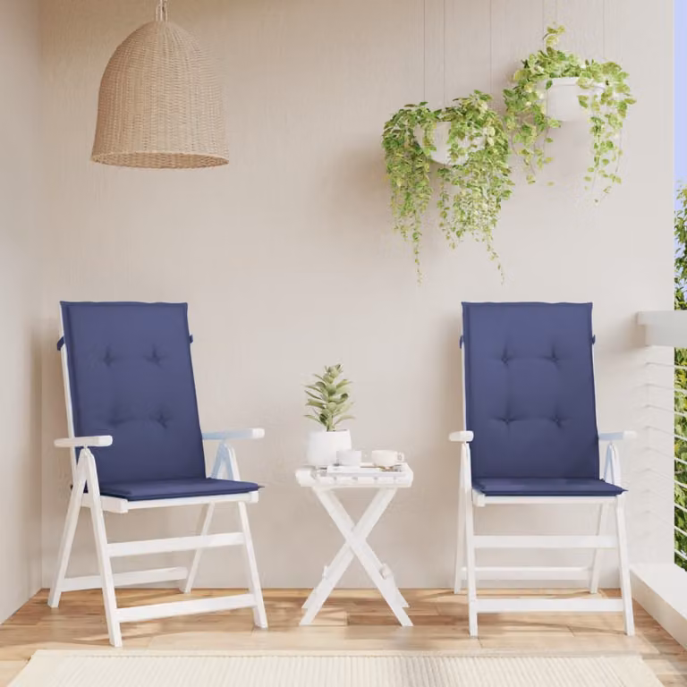 Set di 2 cuscini per sedia con schienale alto vidaXL in poliestere blu, idrorepellenti e resistenti ai raggi UV