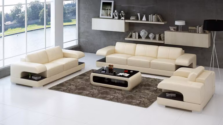 Ledersofa Couch Wohnlandschaft 3+2+1 Sofagarnitur Design Modern Sofa G8028D