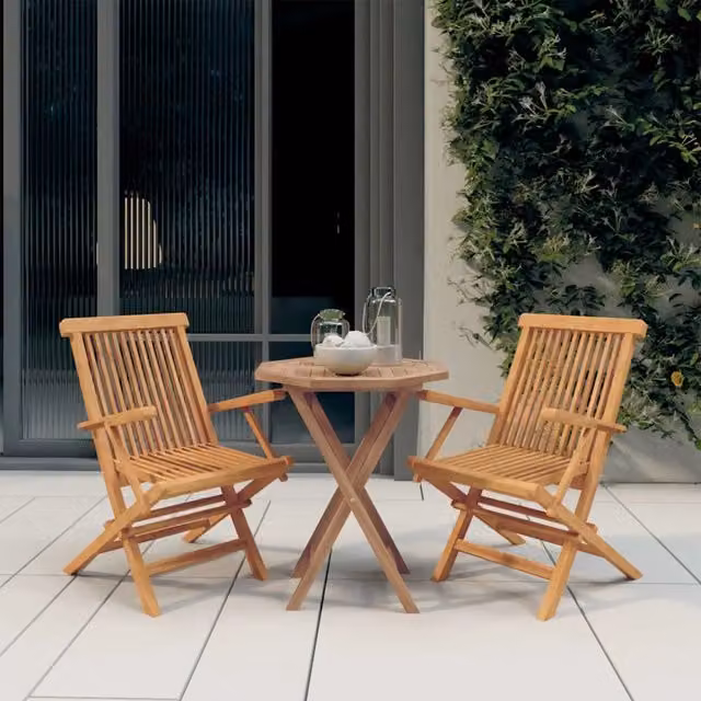 Set da pranzo per giardino e terrazzo vidaXL in legno di teak marrone composto da 3 pezzi con piano pieghevole – 1