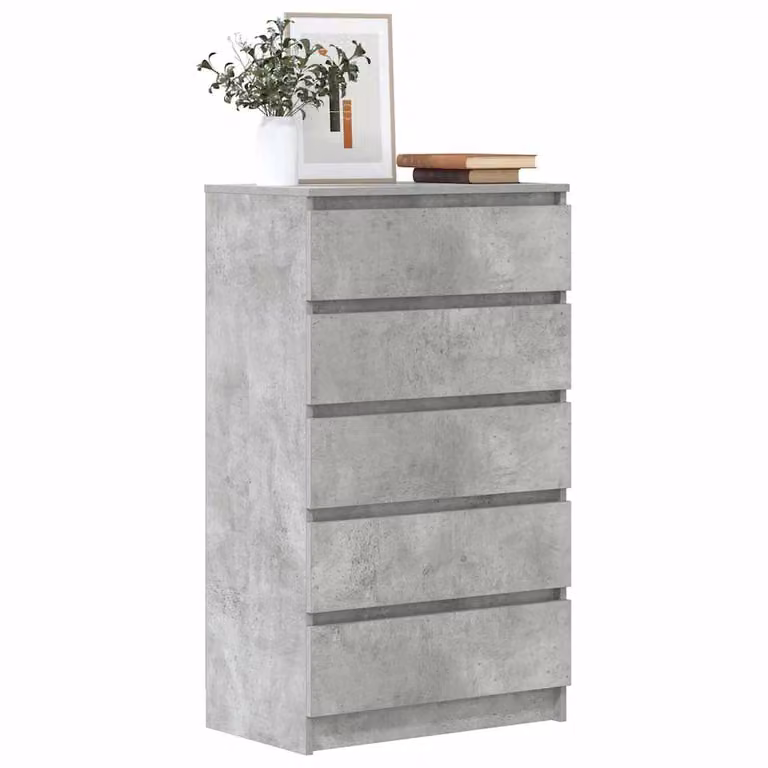 vidaXL Cassettiera Moderna Grigio Opaco in Legno e MDF L: 60 cm, P: 36 cm, H: 103 cm
