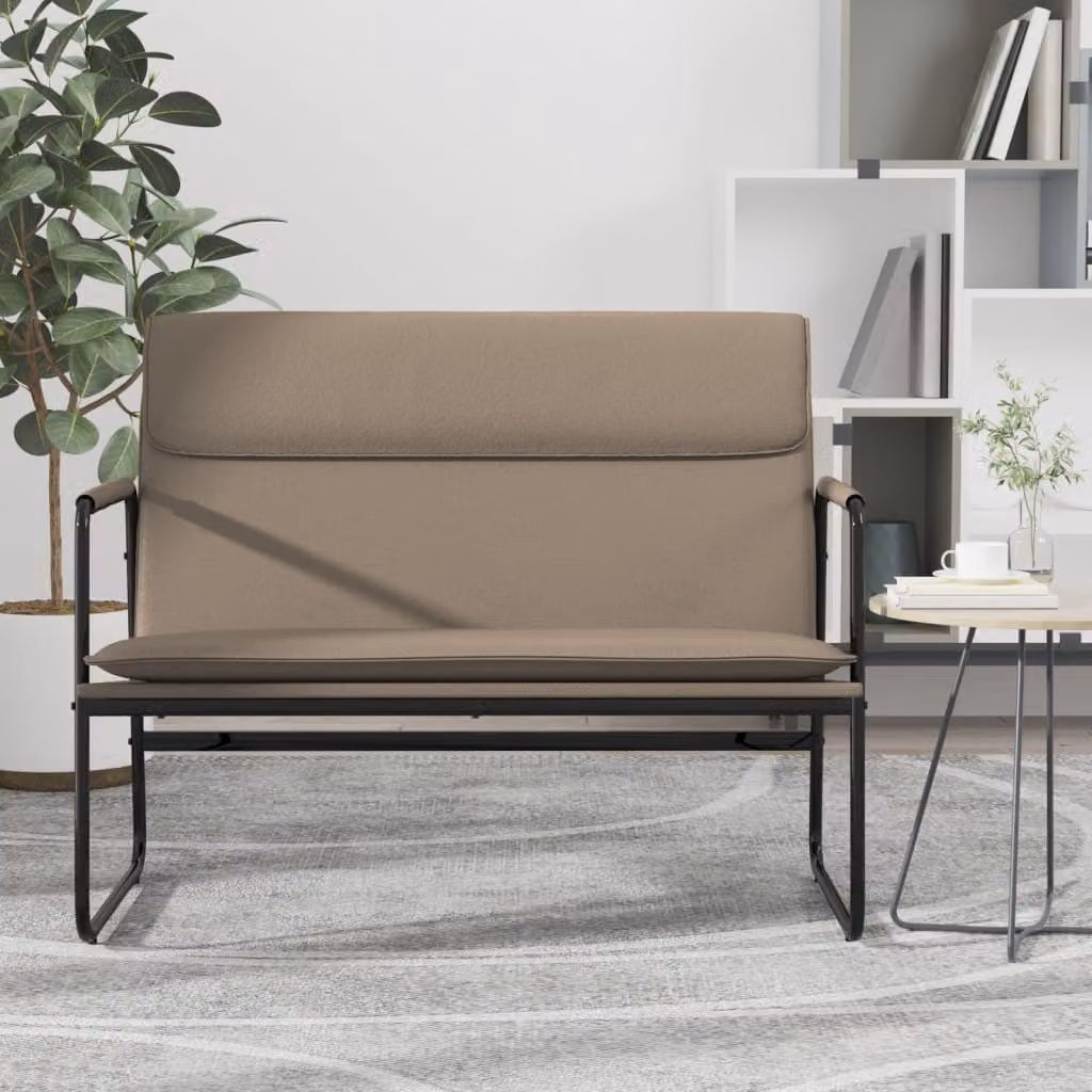 Panca moderna vidaXL in similpelle color beige e marrone, L: 100 cm, P: 64 cm, H: 80 cm