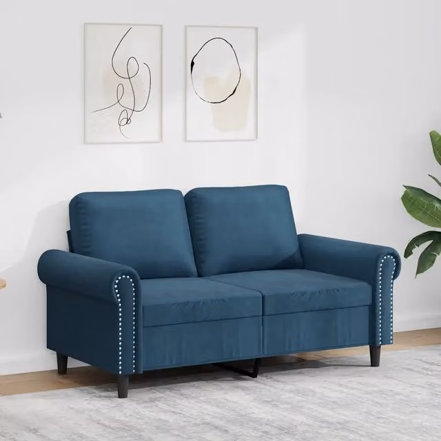Divano a 2 Posti-Sofa 2 Posti Blu 120 cm in Velluto 448201