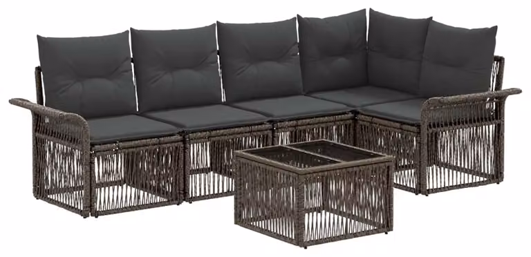 Set Divano da Giardino 6 pcs Grigio polyrattan
