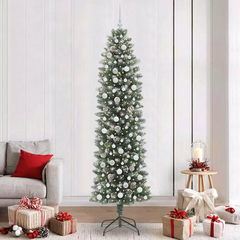 Maison Exclusive - Albero di Natale artificiale slanciato, verde e bianco, 240 cm