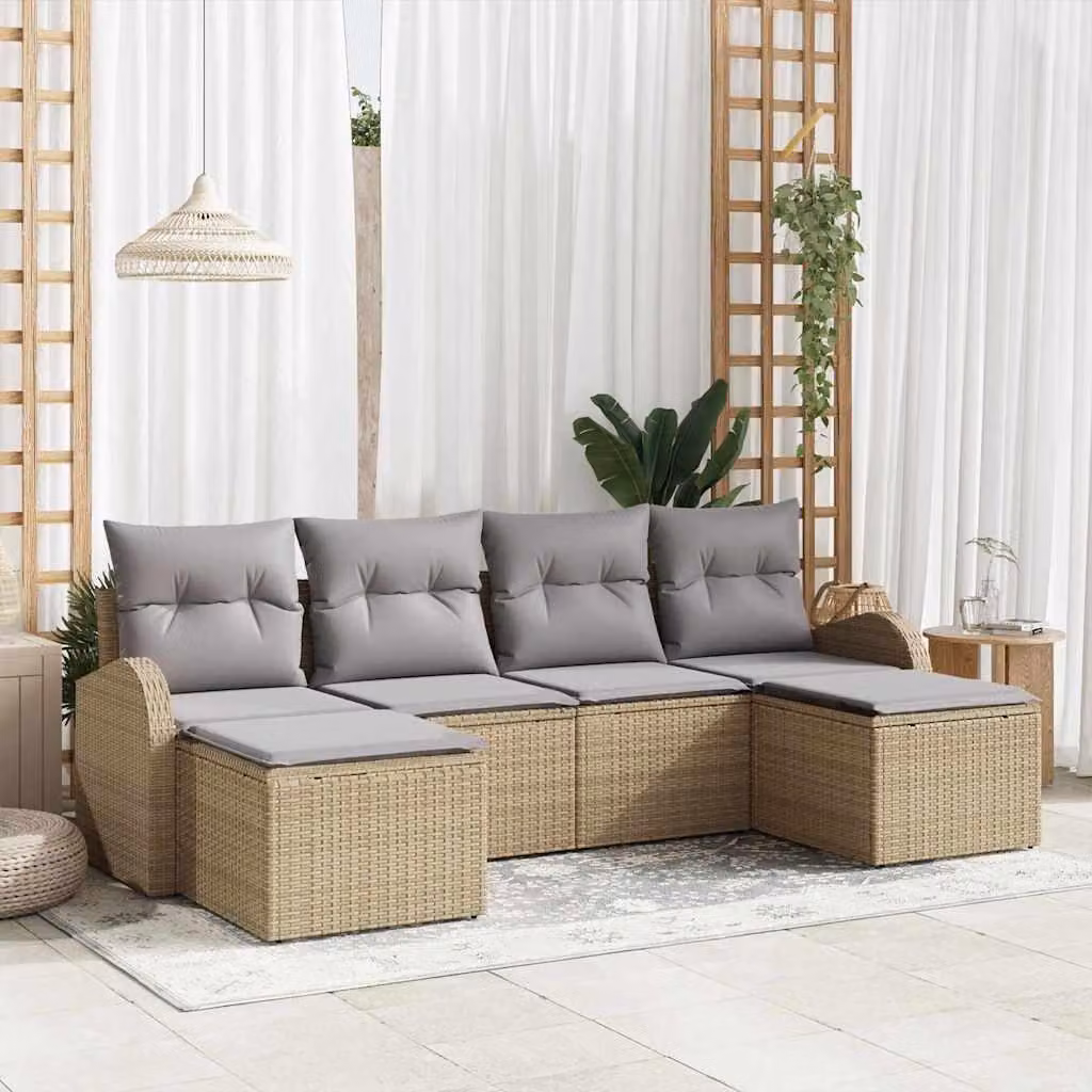 Maison Exclusive - Set di divani 6 pcs Beige e grigio chiaro polyrattan