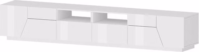Mobile TV 4 Ante 2 Cassetti 260x43x46 cm Alien Bianco Lucido