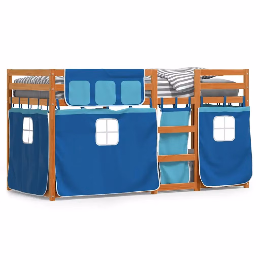 Letto a Castello vidaXL in Legno di Pino Massello Marrone e Blu L 90 x P 200 cm – 2