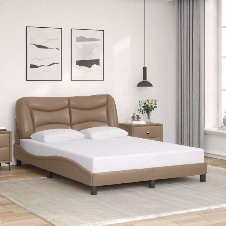 Giroletto senza materasso Hvar vidaXL in similpelle color cappuccino, dimensioni 140x190 cm