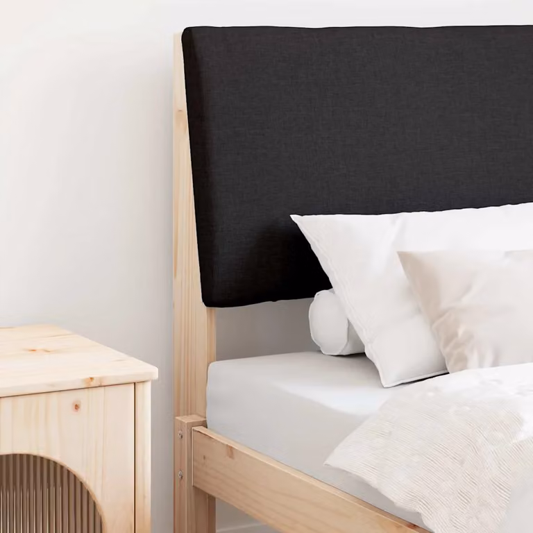 Testiera imbottita moderna vidaXL in pino massello, colore nero, larghezza: 80 cm