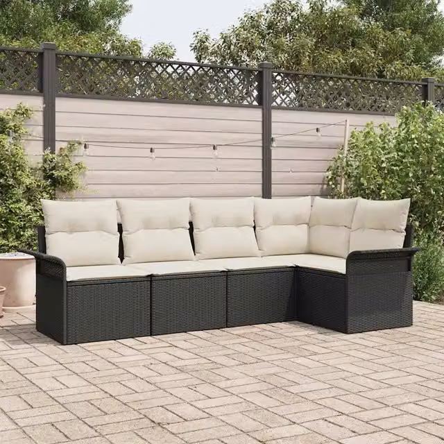 Set Divano da Giardino 5 pz Nero polyrattan 3354026