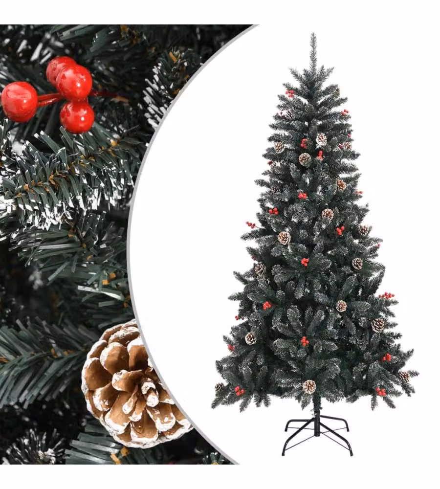 Albero di Natale Artificiale con Base Verde 210 cm PVC