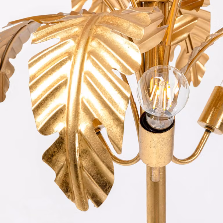 KARE Lampada da terra di design Palmera, Ottone / Oro, Soggiorno / Sala da pranzo, Metallo, Design, Lampada da terra