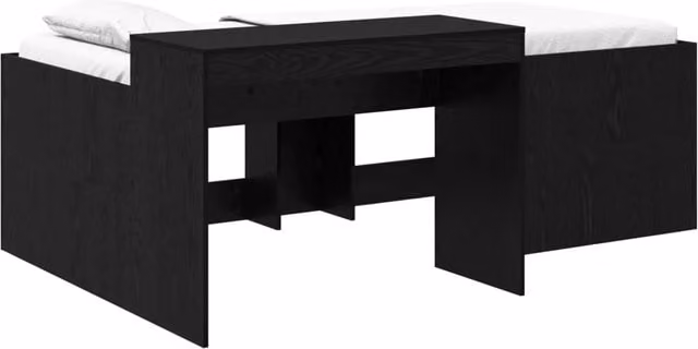 Letto alto per Bambini | Letto Infantile | Lettino con scrivania Nero 98.5 x 200 cm