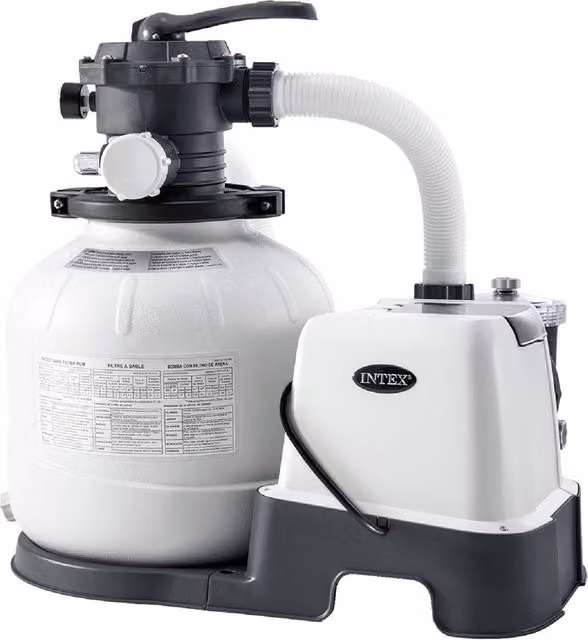 Pompa di filtraggio a sabbia con clorinatore a elettrolisi per piscine Intex, colore bianco