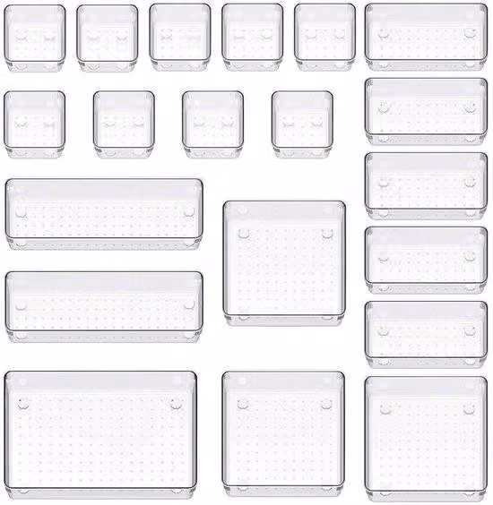 Set di contenitori, 20 pezzi, plastica, organizer