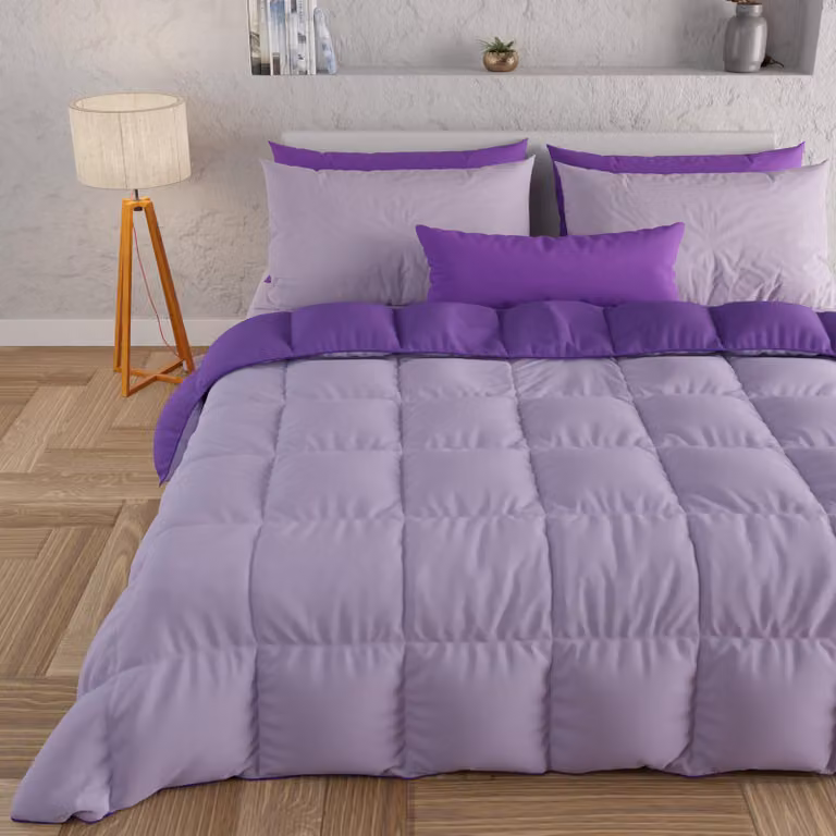 Coperta invernale per letto, dimensioni 260x270 cm, matrimoniale, color lilla, in microfibra