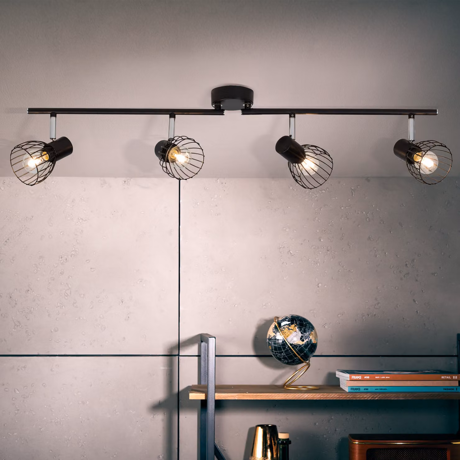 BRILLANTE tubo spot Blacky | faretto da soffitto moderno | metallo | nero | ruotabile | 4 fuochi | 4x E14 max. 40 W