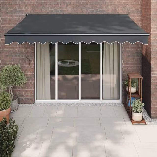Tenda da Sole Retrattile-Tenda parasole per Patio Antracite 3,5x2,5m Tessuto e Alluminio 442781