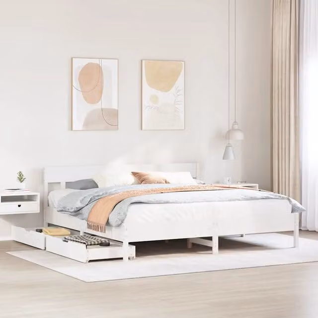 Giroletto vidaXL in legno massello di pino bianco per adulti, L/P/H: 200 x 200 x 205,5 cm