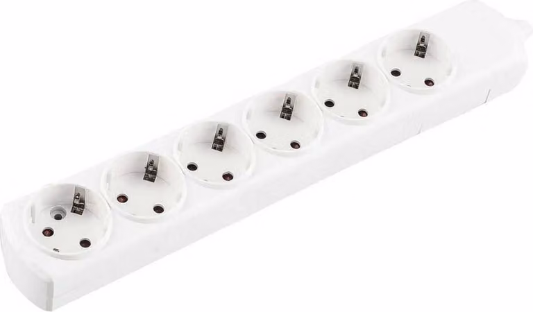 Onlex Presa di corrente con messa a terra senza cavo 6 prese Bianco Taglia unica / Spina UE 220V Bianco Taglia unica