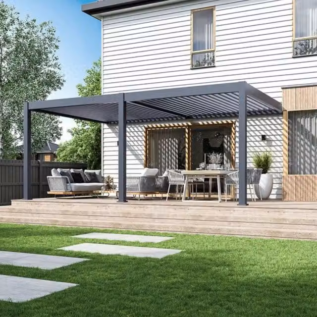 Pergola Bioclimatica Ombrea VS adossata Antracite 3x6m